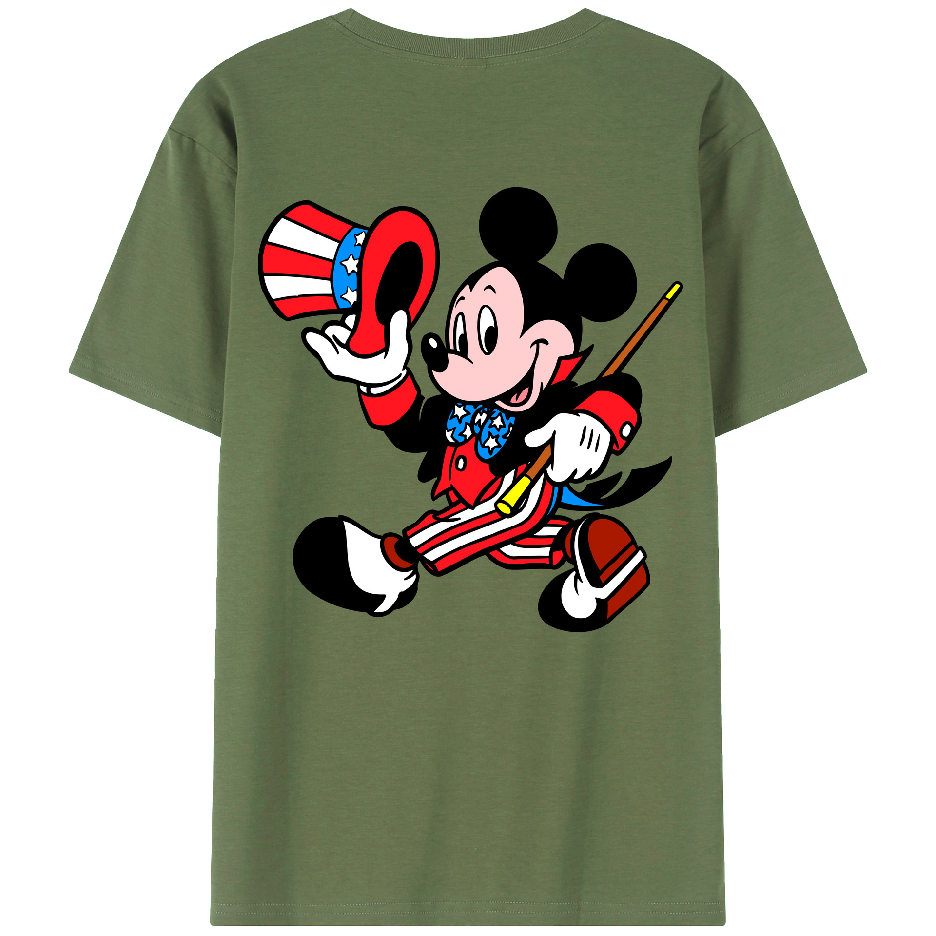 ミッキーマウス Mickey Mouse 綿100％ メンズ半袖Tシャツ（バックプリント） 通気性